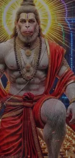 Vibrant Hanuman artwork with divine surroundings