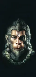 Digital illustration of Hanuman, highlighting divine features and cultural significance.