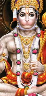 Divine Hanuman mobile wallpaper with vibrant colors and intricate details.