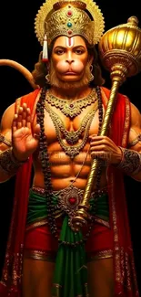Mobile wallpaper depicting the divine Hanuman in vibrant colors.