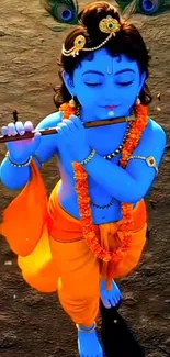 Lord Krishna playing flute wallpaper