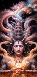 Vibrant and mystical Lord Shiva artwork on mobile wallpaper.