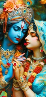 Vibrant spiritual artwork depicting divine love in serene blue tones.