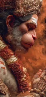 Intricate divine monkey god artwork with spiritual elements.