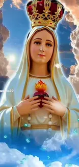 Divine crowned figure in clouds wallpaper.