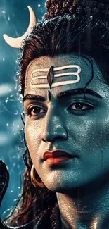 Artistic depiction of Lord Shiva in serene blues.