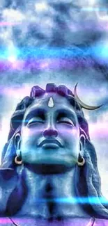 Vibrant mobile wallpaper of Shiva with cosmic colors.