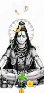 Lord Shiva in a serene meditation pose, symbolizing peace and spirituality.