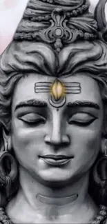 Serene black and white Lord Shiva statue wallpaper