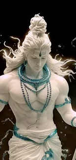 Divine depiction of Lord Shiva in serene white tones.