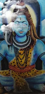 Artwork of Lord Shiva with mountains.