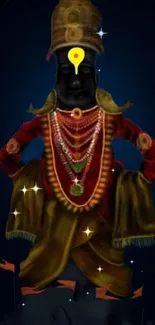 Divine Vithoba in traditional attire on a dark blue background.