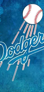 Dodgers logo with baseball on blue background wallpaper.