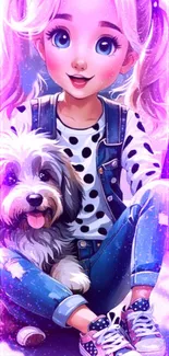 Dog Purple Fashion Live Wallpaper