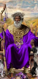 Dog Purple Painting Live Wallpaper