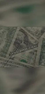 Wallpaper featuring overlapping dollar bills for mobile screens.