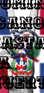 Dominican pride wallpaper with flag and bold text.