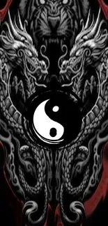 Black and red dragon with Yin Yang design.