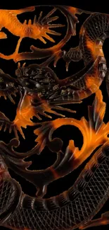 Dragon art wallpaper with a dark and fiery design, ideal for mobile screens.