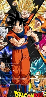 Dragon Ball characters collage in vibrant colors.