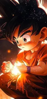 Anime character holding glowing energy in a dynamic illustration.