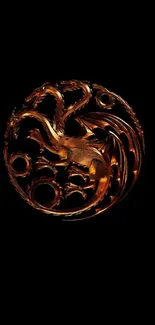 Bronze dragon emblem on dark background wallpaper.