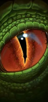 Vivid dragon eye illustration with green scales.