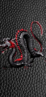 Black and red dragon on textured background wallpaper.