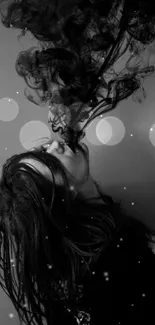 Stylish black and white wallpaper with dramatic smoke effect.