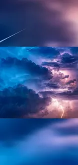 Dramatic sky with clouds and lightning in a vibrant wallpaper scene.