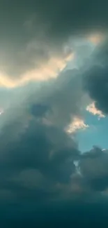 Dramatic cloudy sky with vibrant blue background.