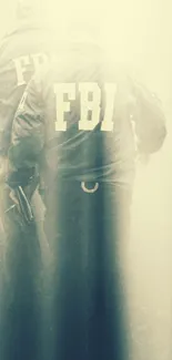 FBI agents walking into a mysterious light in a dark setting.