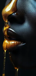 Golden honey dripping over skin in a dramatic, richly textured image.