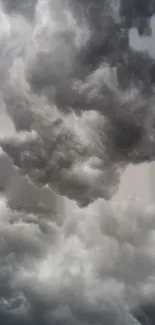 Dramatic gray clouds forming in the sky, creating a stormy atmosphere.