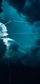 Dramatic blue clouds in night sky creating a mystical mobile wallpaper.