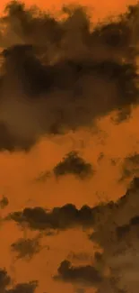 Orange cloudscape mobile wallpaper with dramatic dark silhouettes.