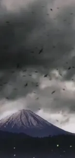 Dramatic stormy sky with a mountain view