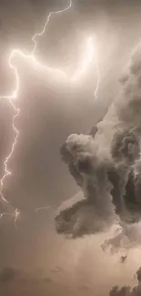 Dynamic lightning against storm clouds.