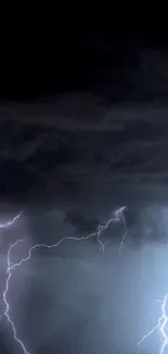 Dynamic lightning storm in dark sky, ideal phone wallpaper.