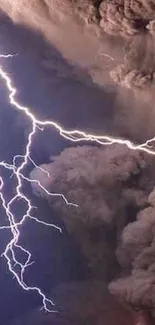 Powerful lightning strikes through storm clouds in this dramatic mobile wallpaper.