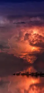 Dramatic sunset clouds reflecting on tranquil waters.