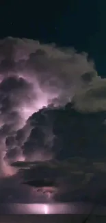 Dramatic ocean thunderstorm wallpaper with lightning and dark clouds.