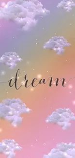 Dreamy pastel mobile wallpaper with clouds.