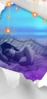 Dreamy abstract art wallpaper with vibrant colors and a serene sleeping figure.