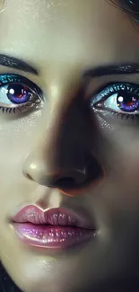 Surreal digital portrait with vivid colors and captivating eyes.