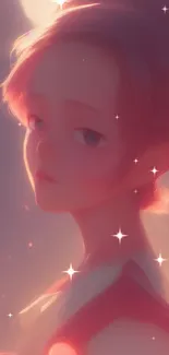 Dreamy anime girl in soft moonlit hues.