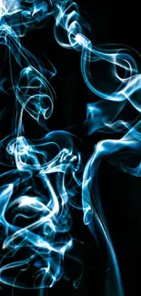 Abstract blue smoke on a dark background wallpaper.