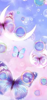 Dreamy mobile wallpaper with butterflies and pastel hues.