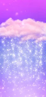 Dreamy purple cloud with glitter rain mobile wallpaper.