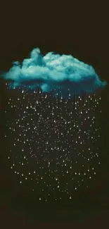 Dreamy cloud on dark background with raindrops.